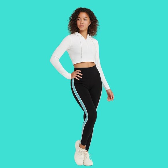 🏃‍♀️ Under Armour Black Leggings w/ Aqua Side Stripes | Size M - Picture 1 of 9